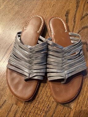 Johnston & Murphy Women’s Grey Strappy Slide Sandals sz 7.5 M